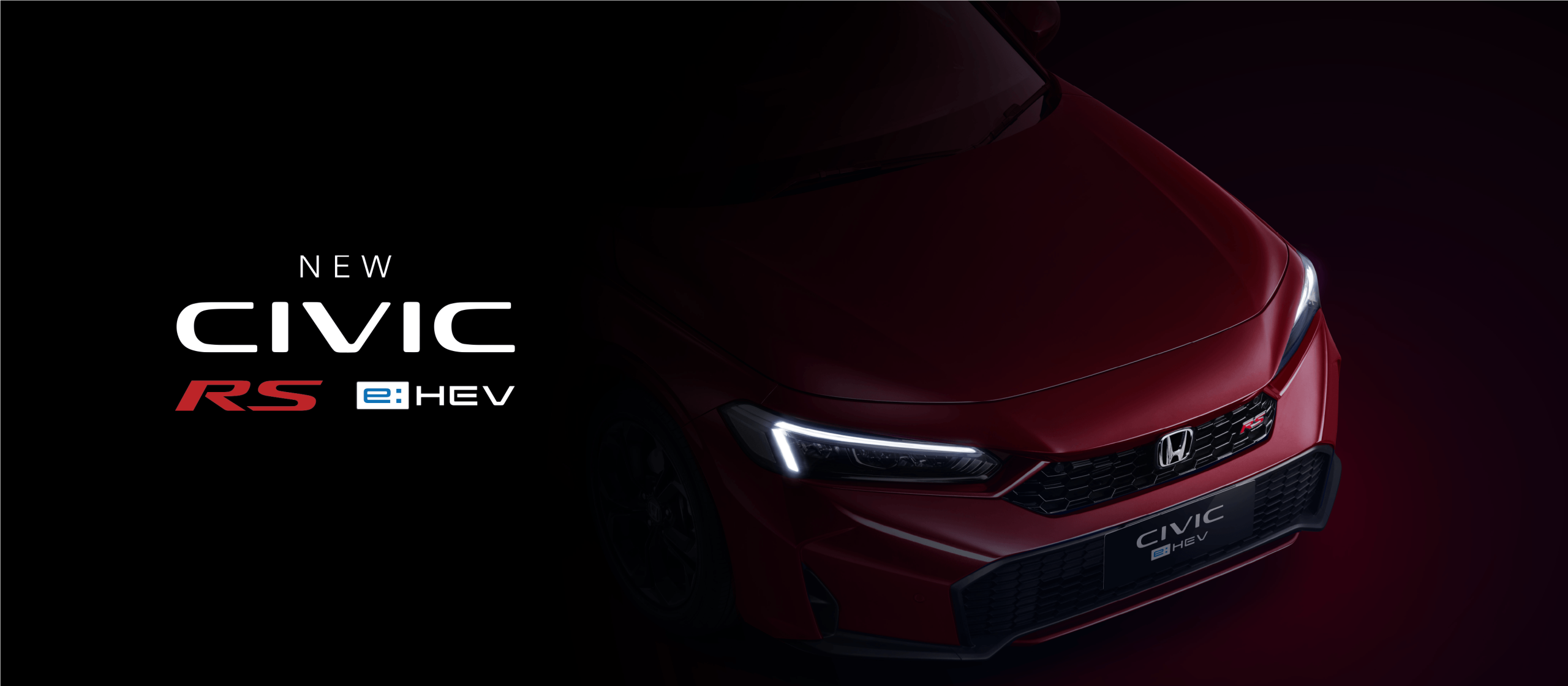Banner New Honda Civic RS e:HEV warna merah di Honda IDK Group Medan